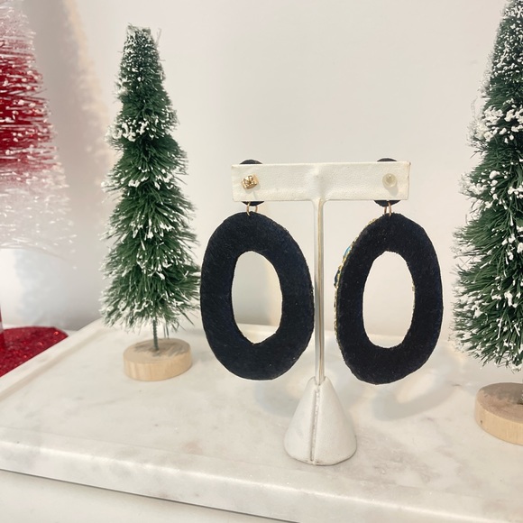 Beautiful Large Hoop Earrings With Blue Crystals - Picture 4 of 4